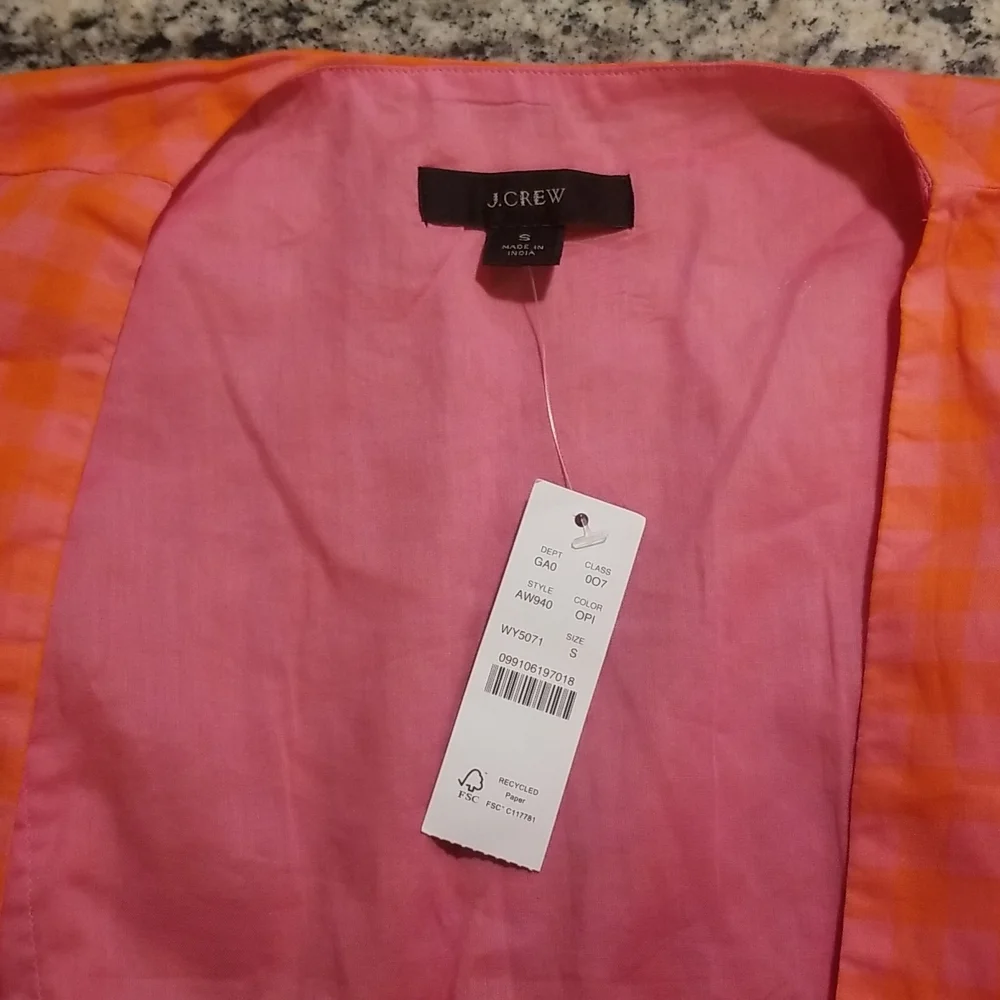 J Crew Gingham Plaid Ruffle Top NWT